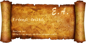 Erényi Anikó névjegykártya